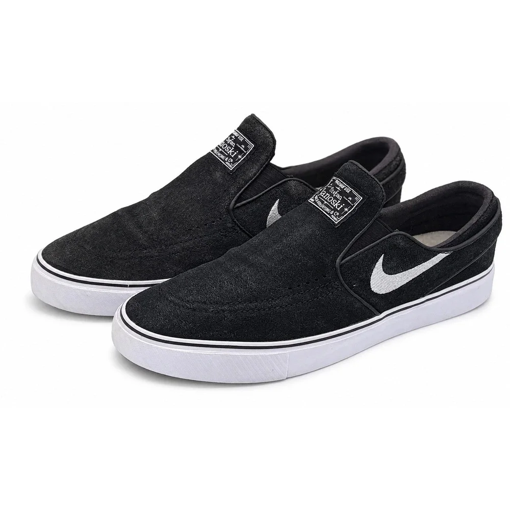 Nike SB Stefan Janoski+ Slip Men's Size 8 Black White Skate Sneakers FN5893-001
